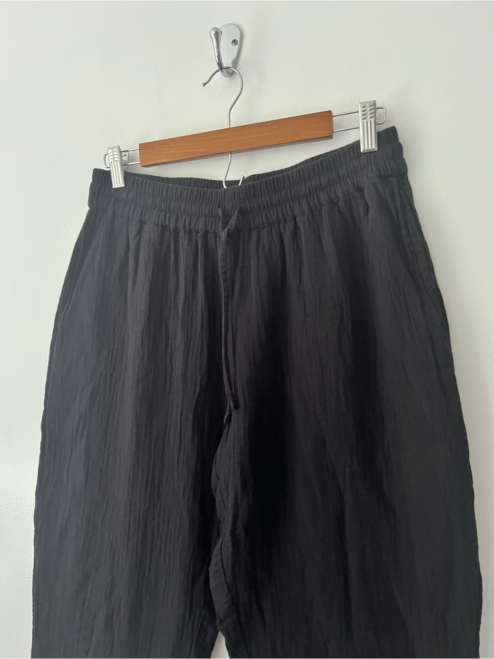 Pact Double Gauze Tapered Pull On Pants 100% Organic Cotton Black Medium - Picture 3 of 11